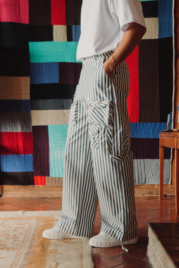Guillermo Bravo FRANK WIDES trousers - Striped/Black/Green