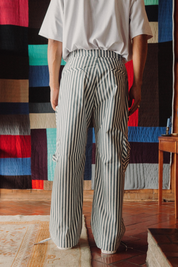 Guillermo Bravo FRANK WIDES trousers - Striped/Black/Green