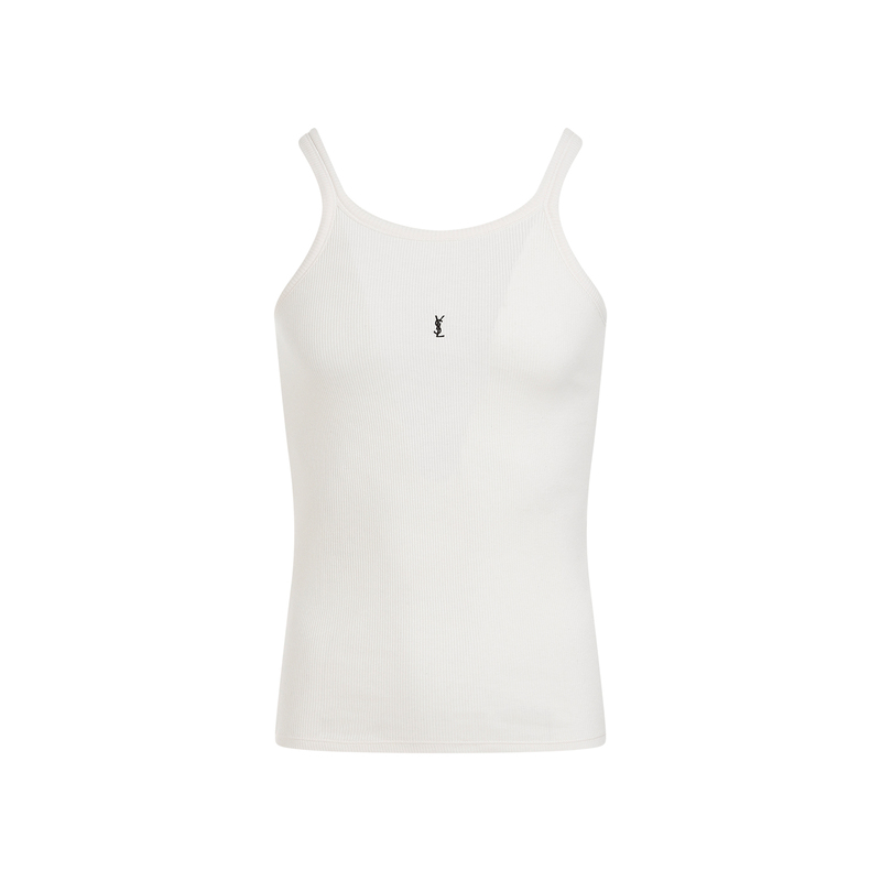 Tシャツ・カットソー SAINT LAURENT COTTON TANK TOP Saint Laurent Cotton Tank Top - Naturel/Noir | Garmentory