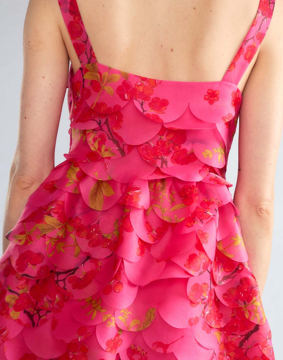 Scalloped Petal Midi Dress - Pink Multi | Garmentory