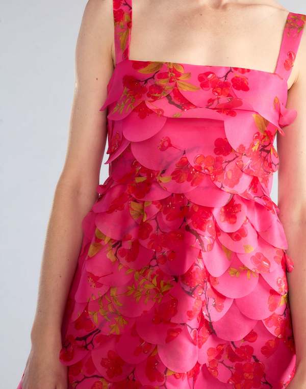 Scalloped Petal Midi Dress - Pink Multi | Garmentory
