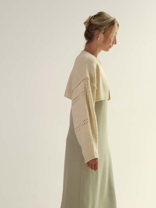 Moon River Knit Wide Sleeve Open Sweater - Cream | Garmentory
