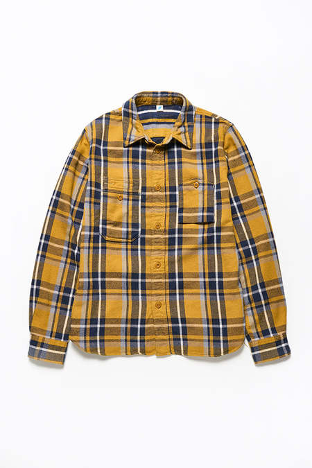【BAON】[unisex] Masako Pocket Check Over Shirt Pure Blue Japan Woven Tweed Check Double Pocket Shirt