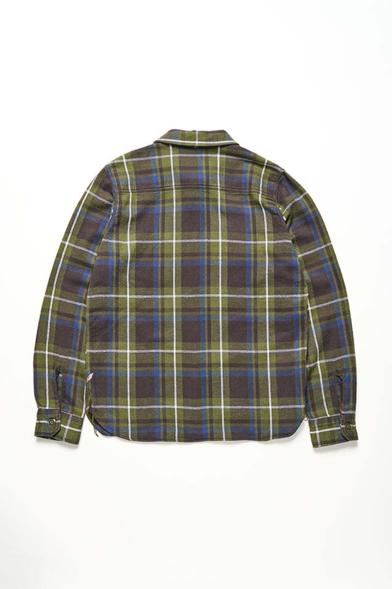 Pure Blue Japan Raised Surface Check Shirt - Olive | Garmentory