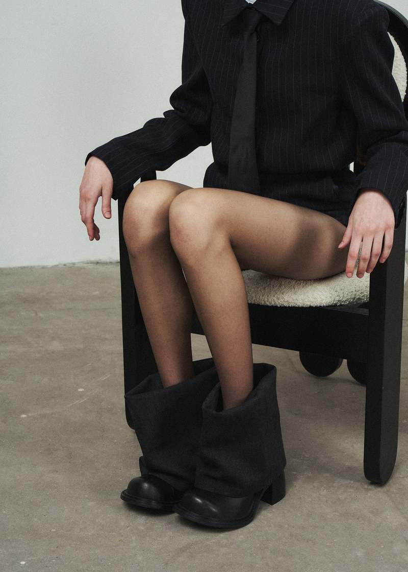 SONDER PLAN Jeans 7CM Heel Tube Boots - Black