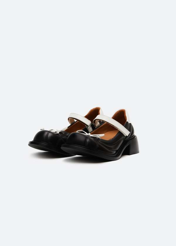 SONDER PLAN Round Toe Ballet Mary Jane With Heel - Black