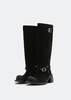 SONDER PLAN Suede Leather Silver Buckle High-Calf Boots - Black - Thumbnail 1