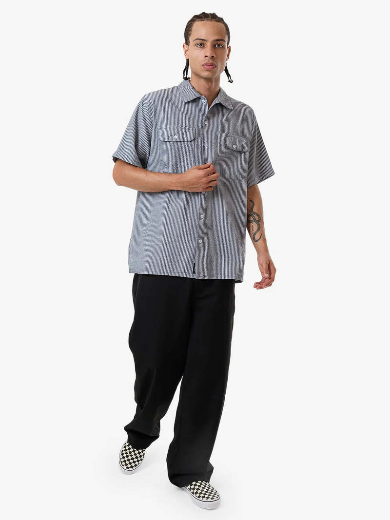 Thrills Super Charged Short Sleeve Check Work Shirt White