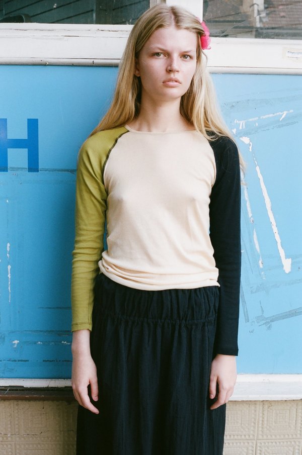 Baserange Gene Long Sleeve Top - Beige/Black/Green | Garmentory