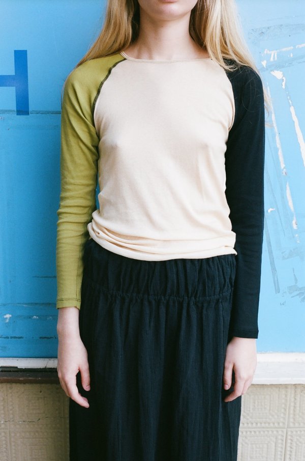 Baserange Gene Long Sleeve Top - Beige/Black/Green | Garmentory