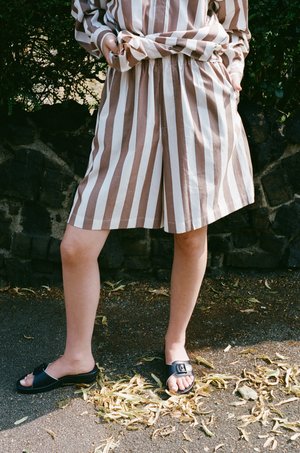 Baserange Stave Shorts - Brown/White Stripe | Garmentory
