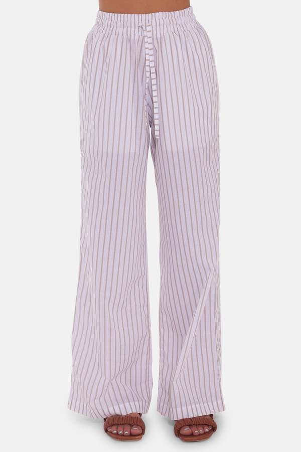 The Tile Club Jules Cotton/Linen Pant - White Stripe
