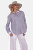The Tile Club Lily Poplin Boyfriend Shirt - Grey/White Collar - Thumbnail 5