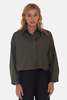 The Tile Club Gansett Poplin Crop Shirt - Jungle Green - Thumbnail 1