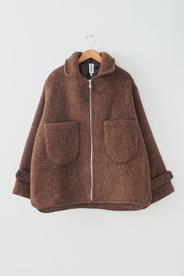 CAWLEY STUDIO Portuguese Long Hair Zip Alfie Jacket - Chocolate