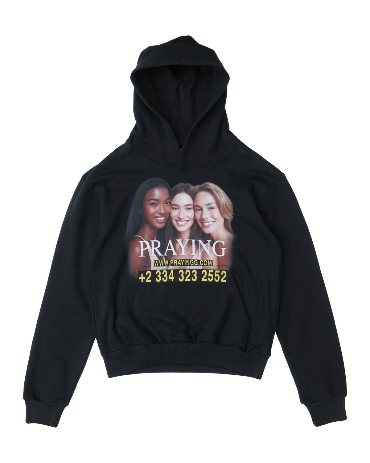 PRAYING AI Girls Print Hoodie - Black | Garmentory