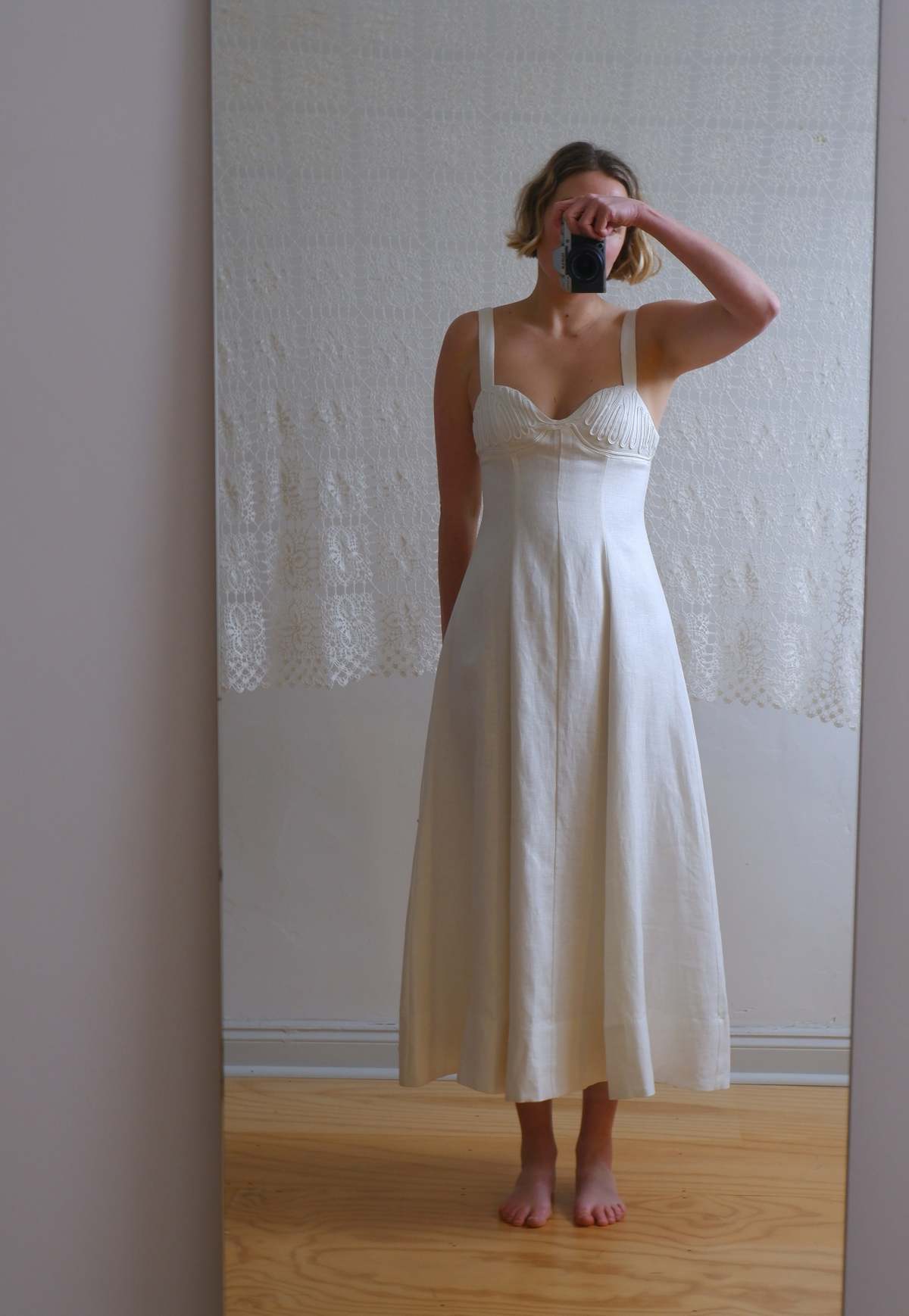 BEFORE MARCH Linen bustier dress - White | Garmentory BEFORE MARCH Linen bustier dress - White | Garmentory
