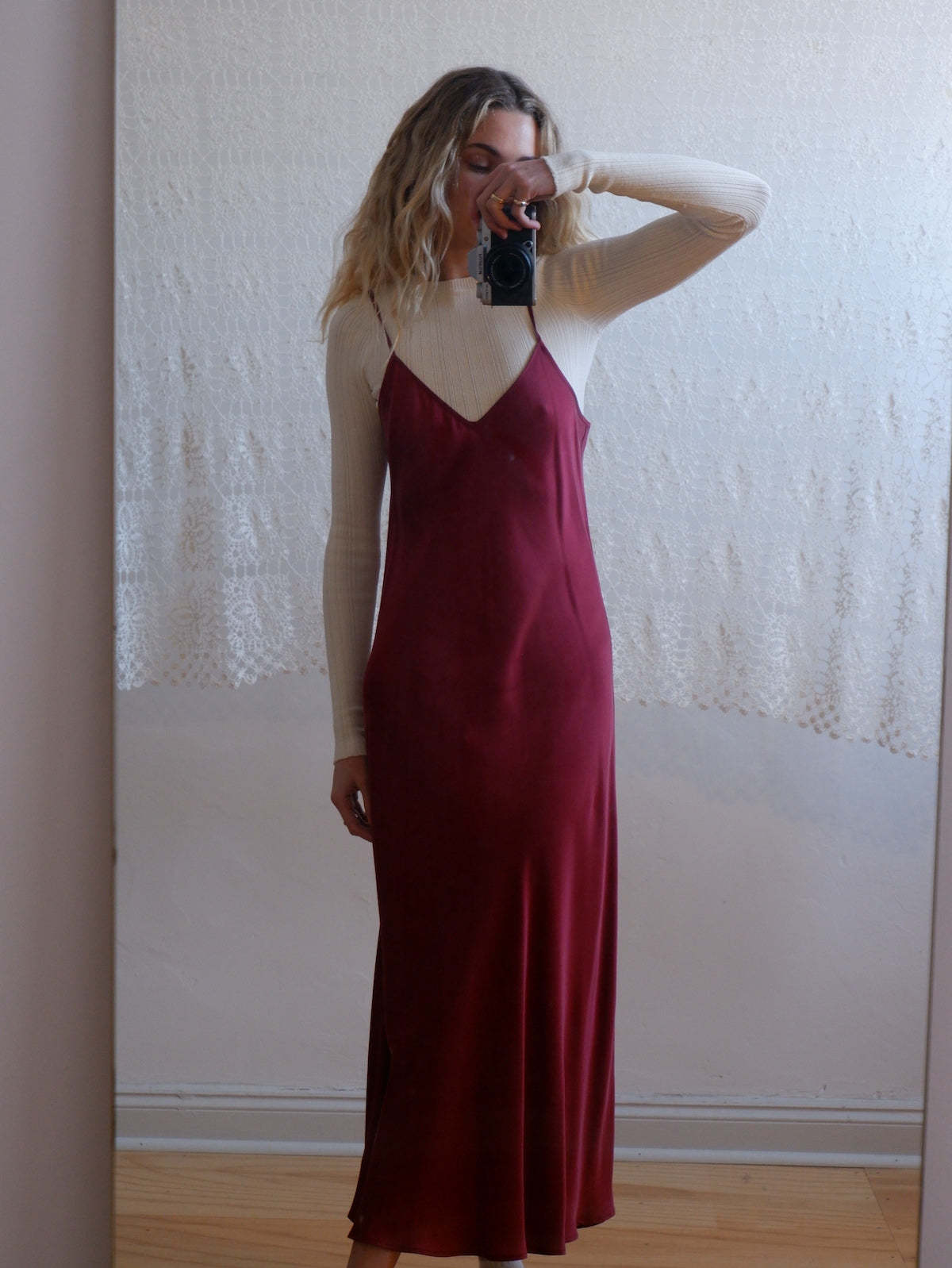 silk laundry red slip dress Silk Laundry Red 90s Slip Maxi Dress In Garnet - 34% Off