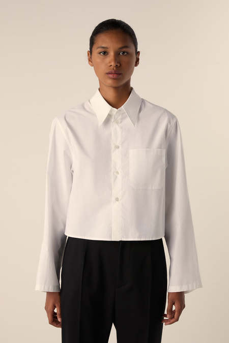 MM6 Maison Margiela Crushed Striped Button Down - White/Dark Blue  