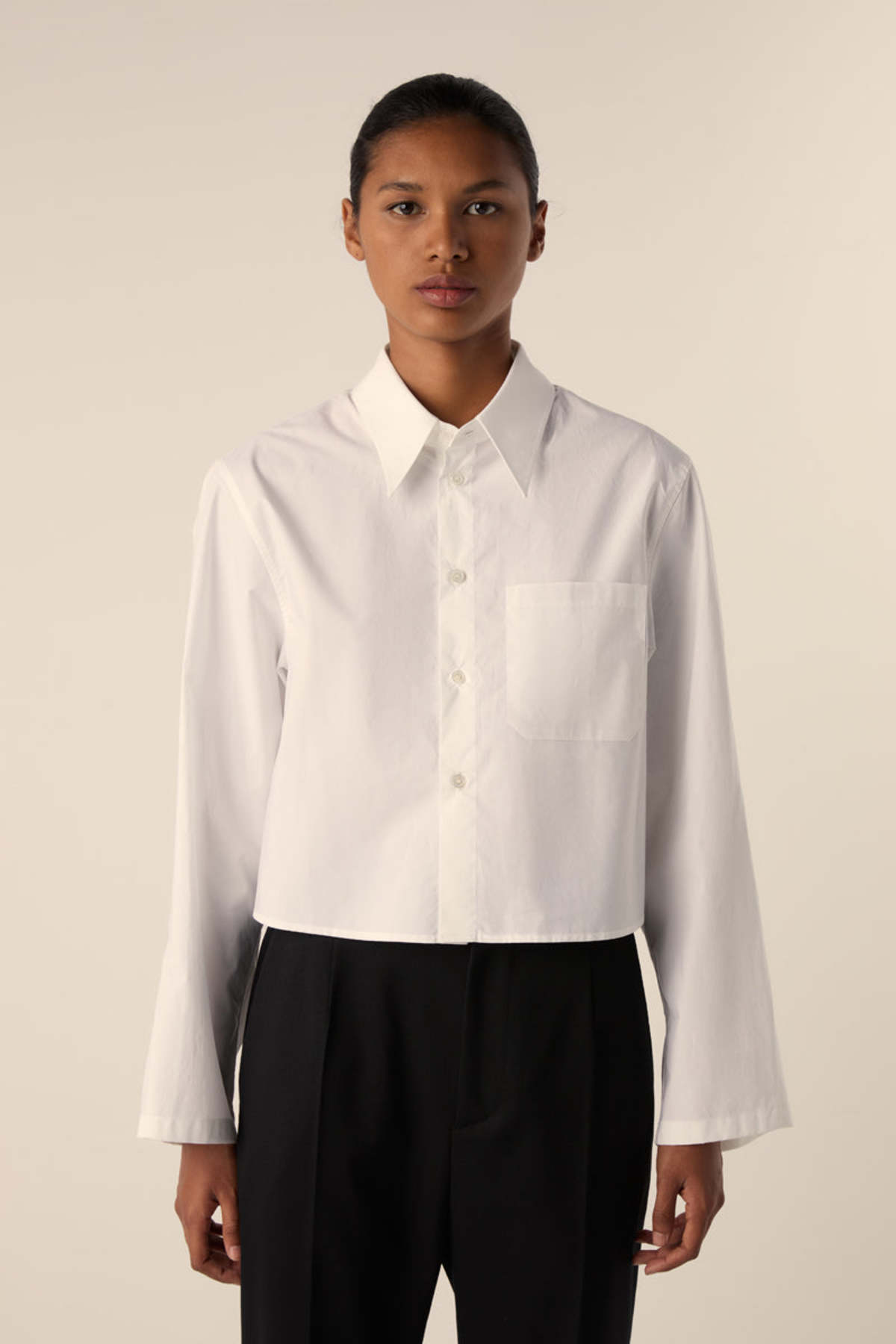 Cropped-cotton-shirt-White-MM6