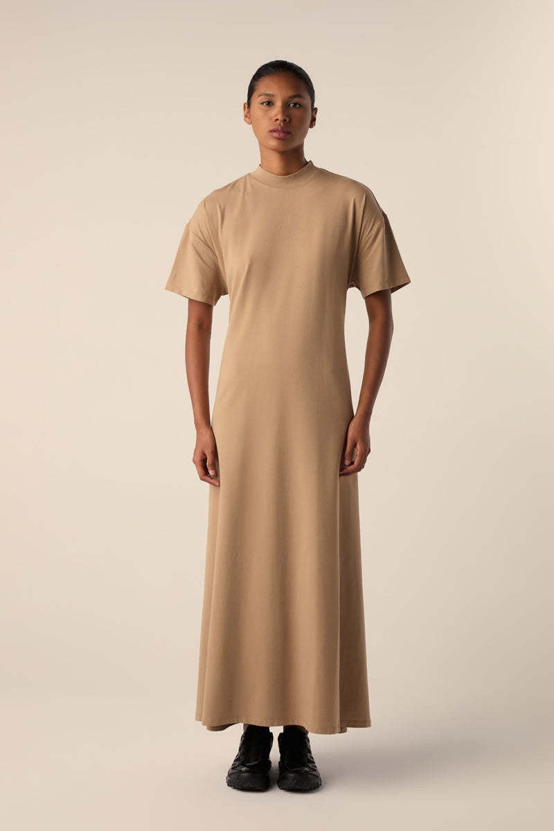 khaki jersey dress Khaki Ruched Jersey Jordan Midi Dress