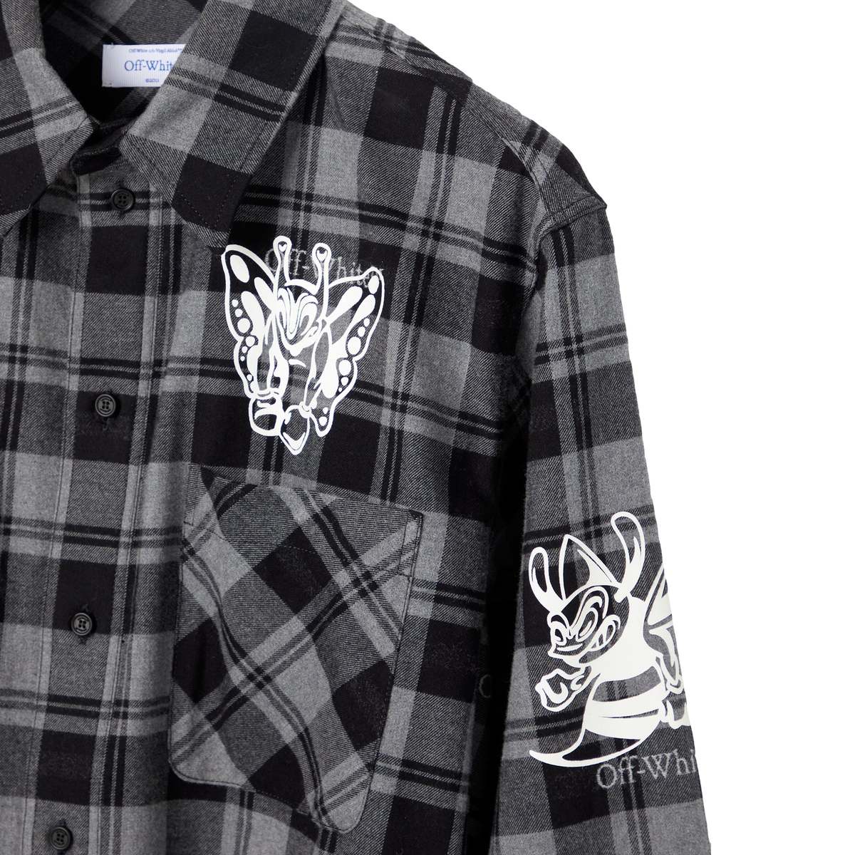 Tシャツ・カットソー Off-White CHARACTER CHECK FLANN SHIRT Off-White Character Check Cotton Flannel Button-Up Shirt