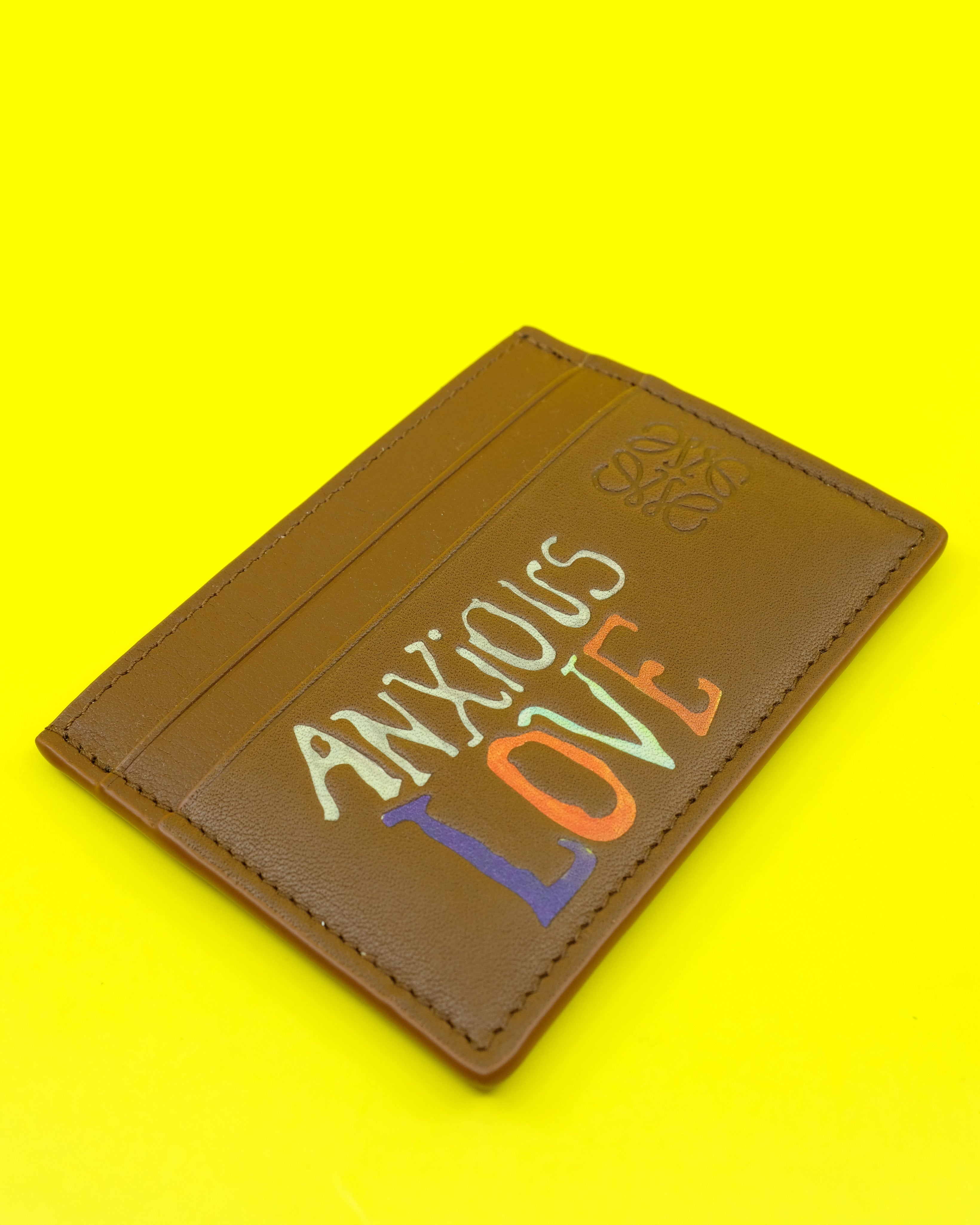 LOEWE Anxious Love Painted Calfskin Cardholder - Tan | Garmentory