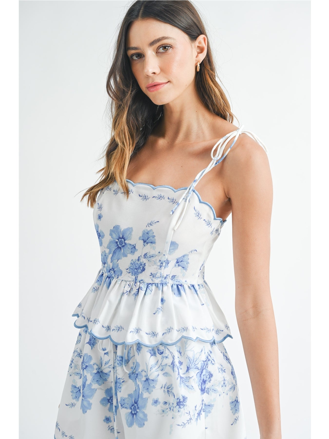 MABLE Eyelet Bubble Hem Sleeveless Top and Shorts Set main image 0