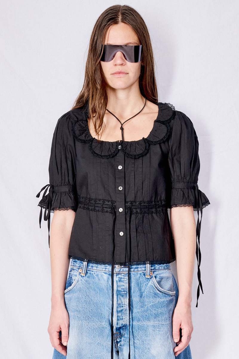 Sandy Liang Melon Top - Black | Garmentory
