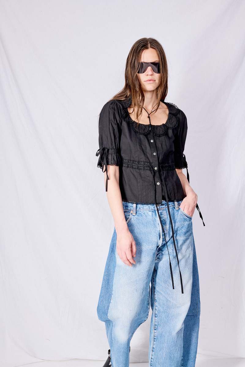 Sandy Liang Melon Top - Black | Garmentory
