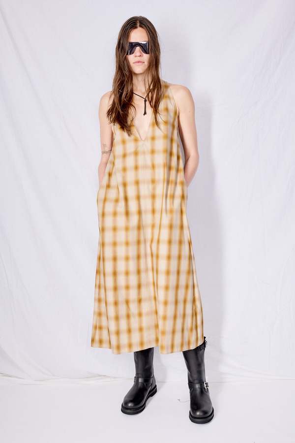 Assembly Trapeze Dress - Burnt Orange Plaid on Garmentory