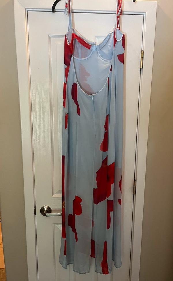 SAEMDI Bra Maxi Dress - Gray/Red | Garmentory