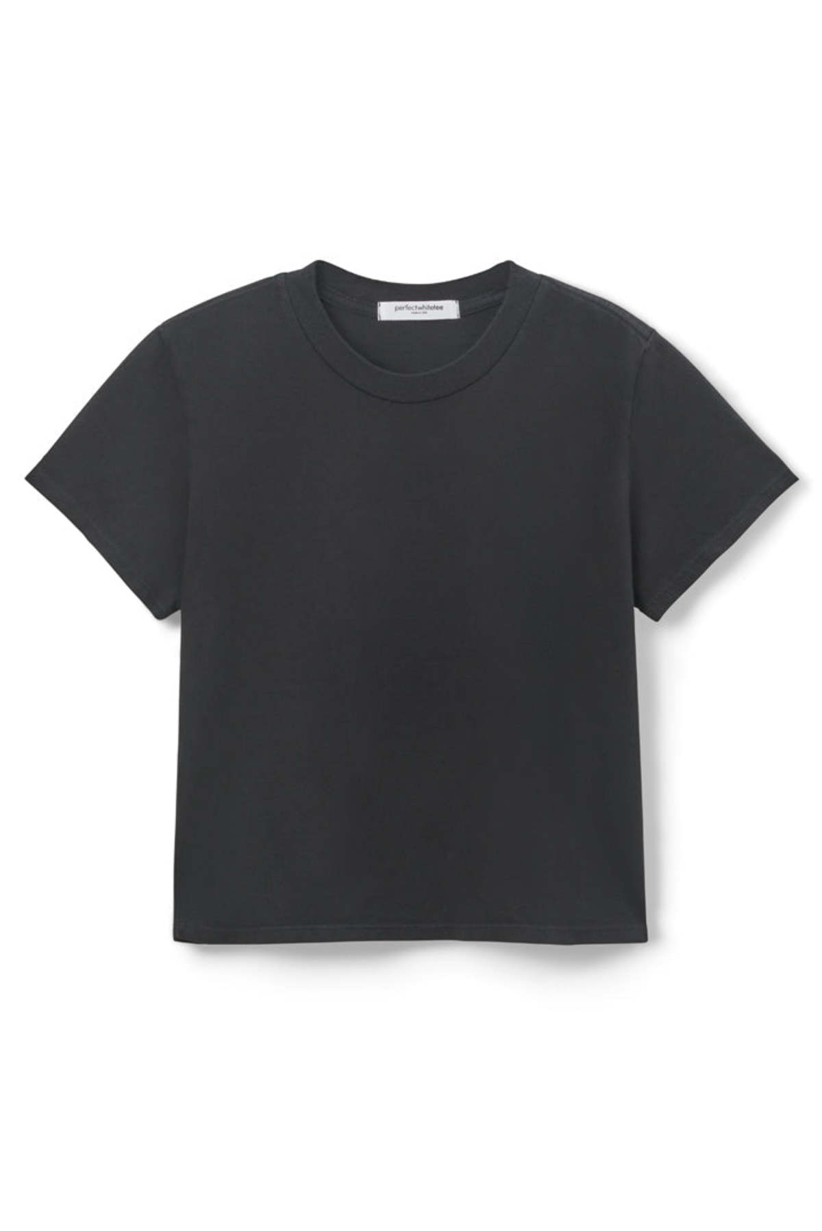 Chloe Luxe Rib Square Neck Tee - True Black | Perfect White Tee
