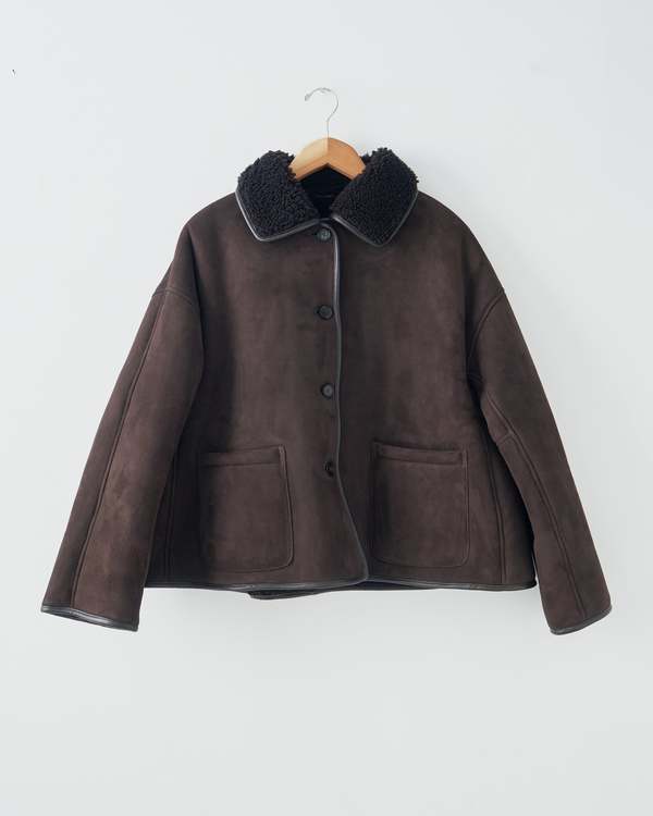 CAWLEY STUDIO Suede Back Curly Hair Avis Jacket - Chocolate
