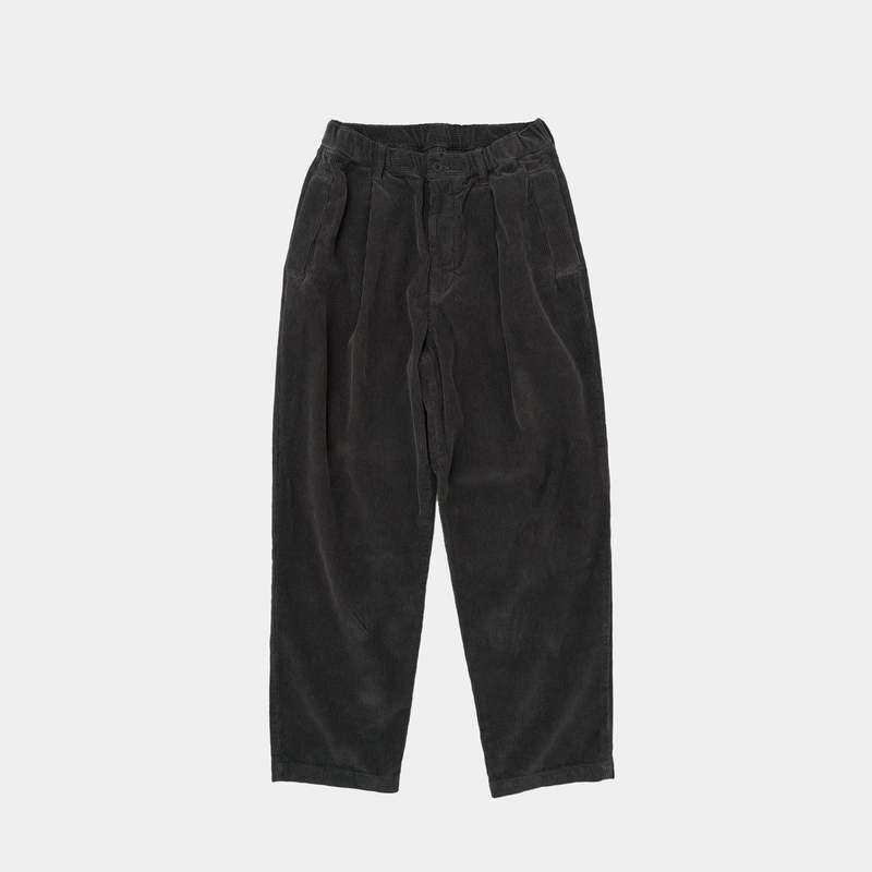 Still By Hand Garment Dye Corduroy Pants - Brown Charcoal | Garmentory