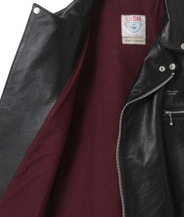 Undercover Double Breast Leather Riders Jacket - Black