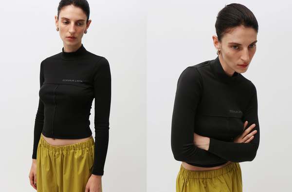 ECKHAUS LATTA Lapped Baby Turtleneck - Black | Garmentory