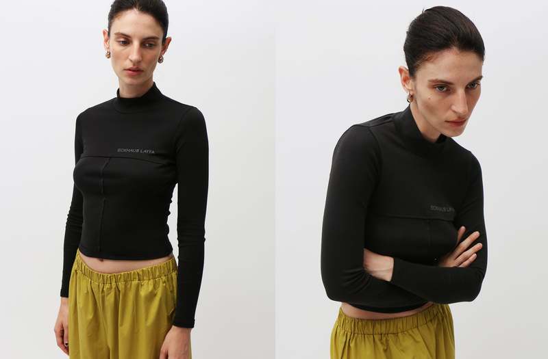 ECKHAUS LATTA Lapped Baby Turtleneck - Black ECKHAUS LATTA Lapped Baby Turtleneck - Black