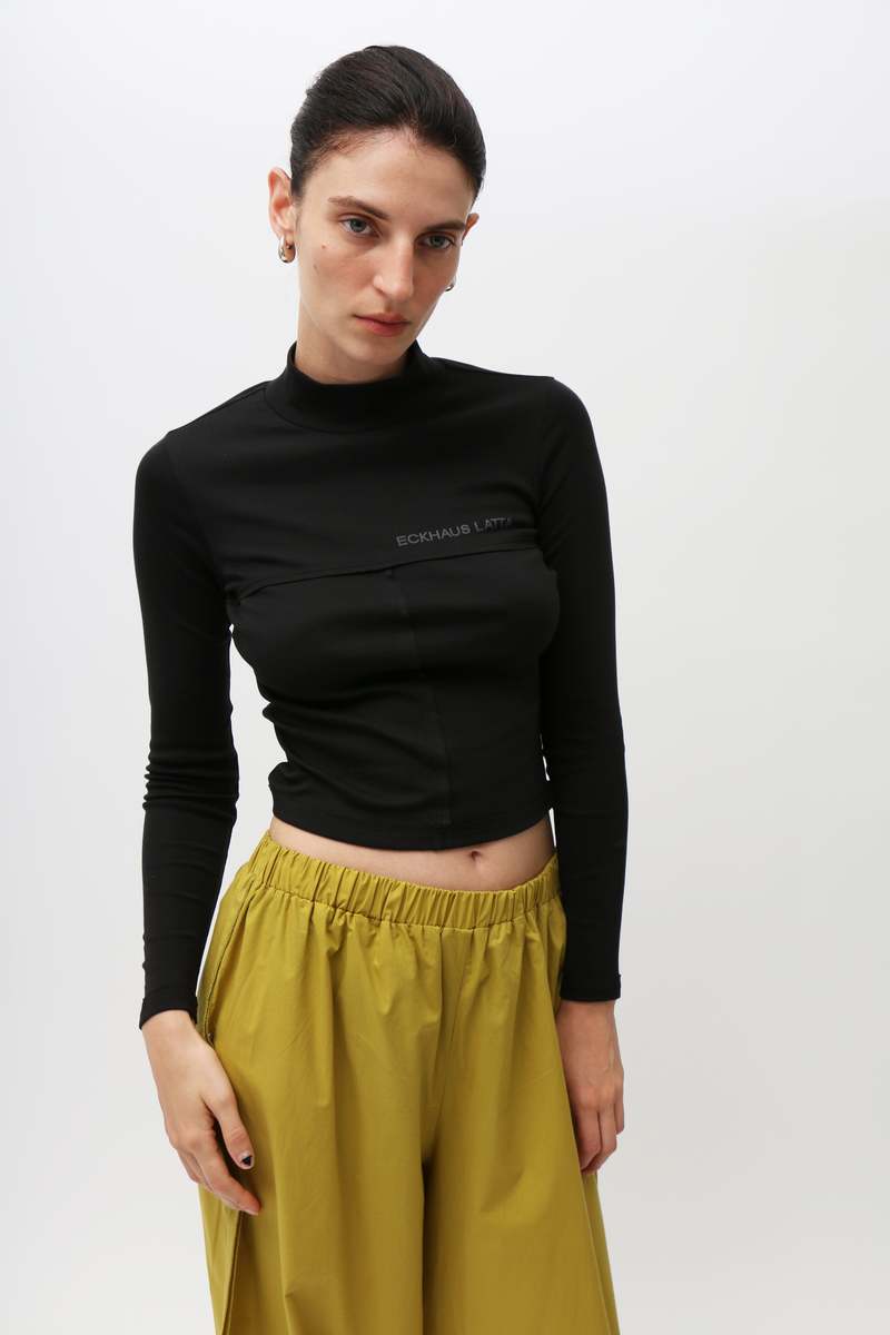 ECKHAUS LATTA Lapped Baby Turtleneck - Black ECKHAUS LATTA Lapped Baby Turtleneck - Black