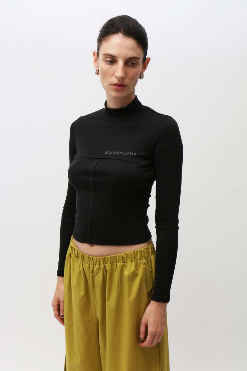 ECKHAUS LATTA Lapped Baby Turtleneck - Black ECKHAUS LATTA Lapped Baby Turtleneck - Black