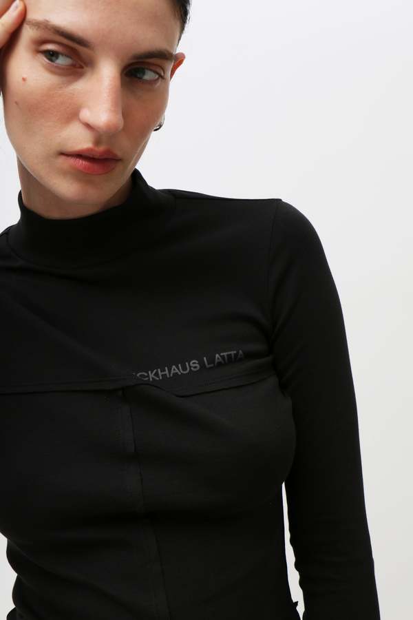 ECKHAUS LATTA Lapped Baby Turtleneck - Black ECKHAUS LATTA Lapped Baby Turtleneck - Black