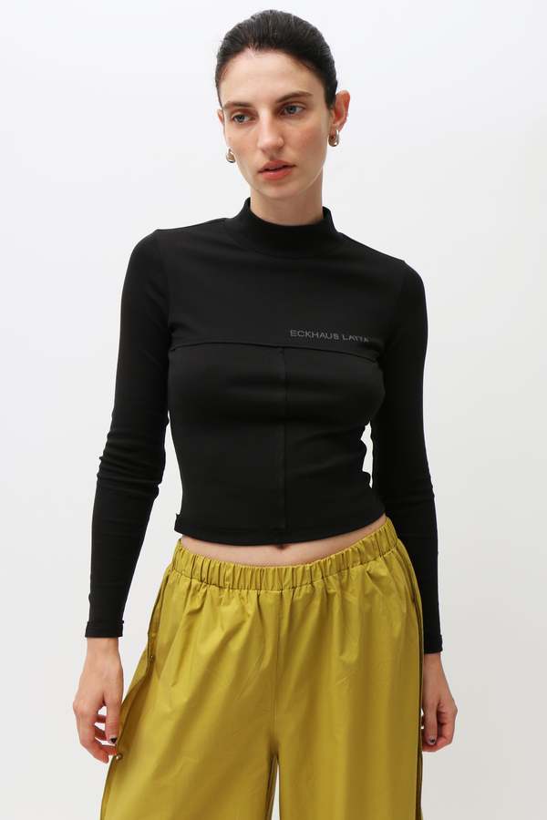 ECKHAUS LATTA Lapped Baby Turtleneck - Black ECKHAUS LATTA Lapped Baby Turtleneck - Black