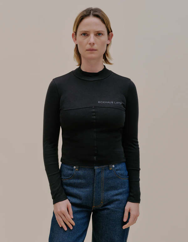 ECKHAUS LATTA Lapped Baby Turtleneck - Black ECKHAUS LATTA Lapped Baby Turtleneck - Black
