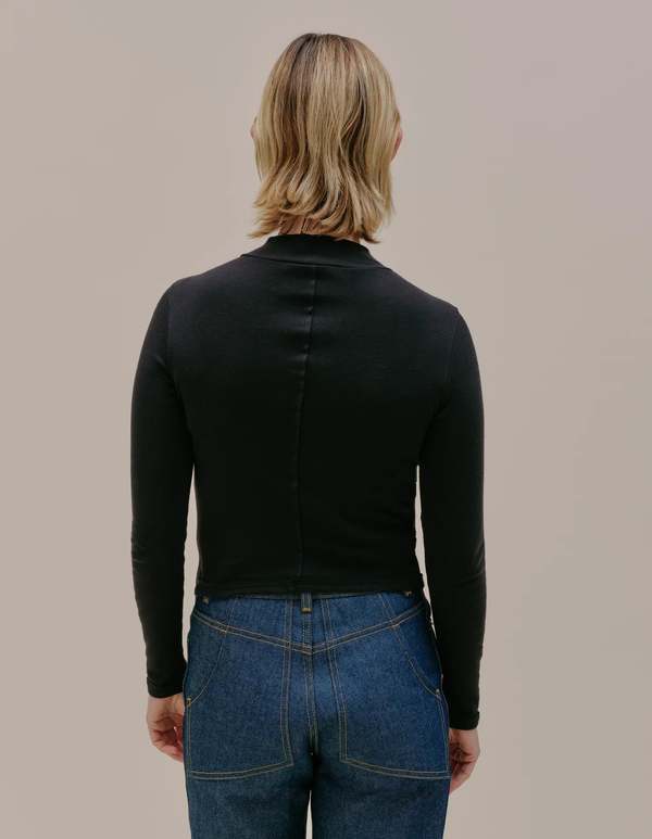 ECKHAUS LATTA Lapped Baby Turtleneck - Black ECKHAUS LATTA Lapped Baby Turtleneck - Black