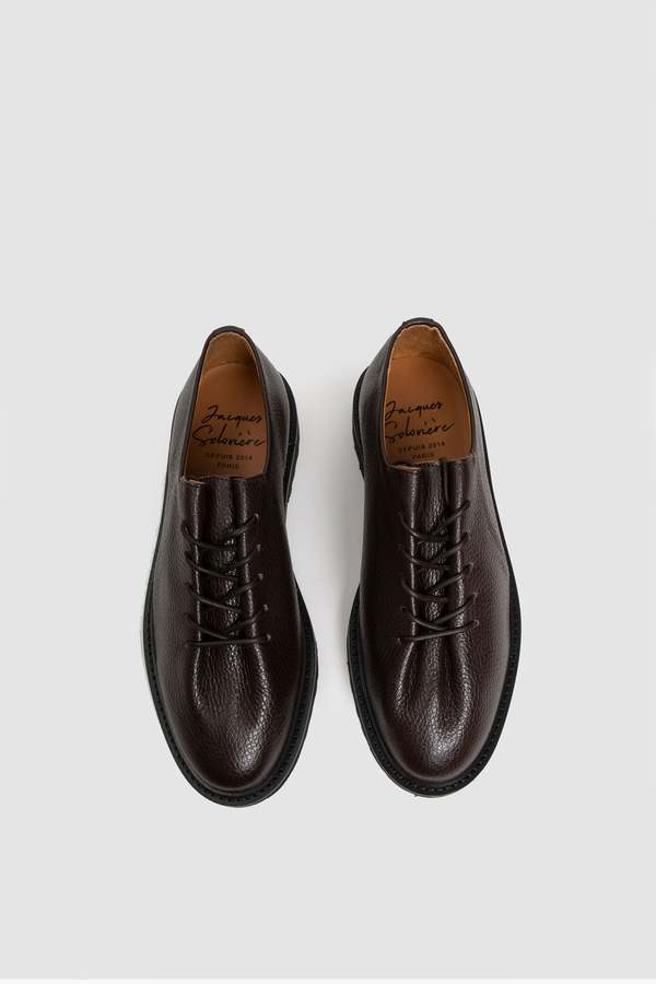 jacques solovire edouard lace-up dress shoe in black calf Jacques Solovire Men's Edouard Derby in Dark Brown Calf Leather, Size 44.5