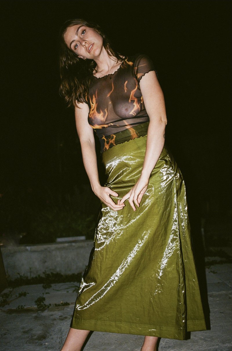 PRISCAVera Maxi Ramie Kilt - Olive