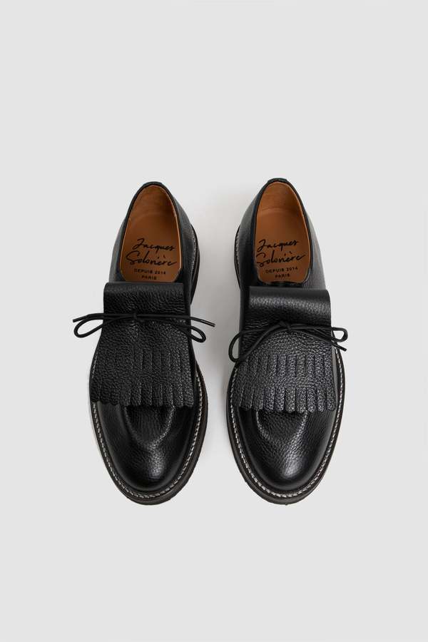 Jacques Solovière Paris Ray Kilt Grained Calf - Black