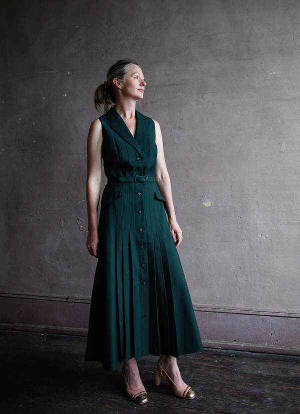 knee length dresses for ladies Bardot Pleated Midi Dress - Emerald Green