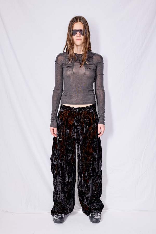 Collina Strada Lawn Velvet Cargo Pant - Black | Garmentory