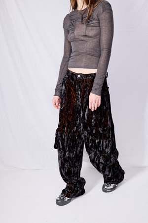 Collina Strada Lawn Velvet Cargo Pant - Black | Garmentory